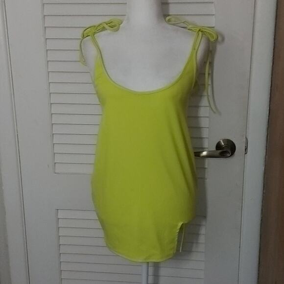 SHEIN Neon Yellow-Green Bodycon Dress M Dopamine Coconut Girl Rainbowcore Rave - Picture 1 of 10